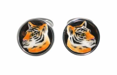 Cufflinks Tiger in sterling silver and enamels URSO