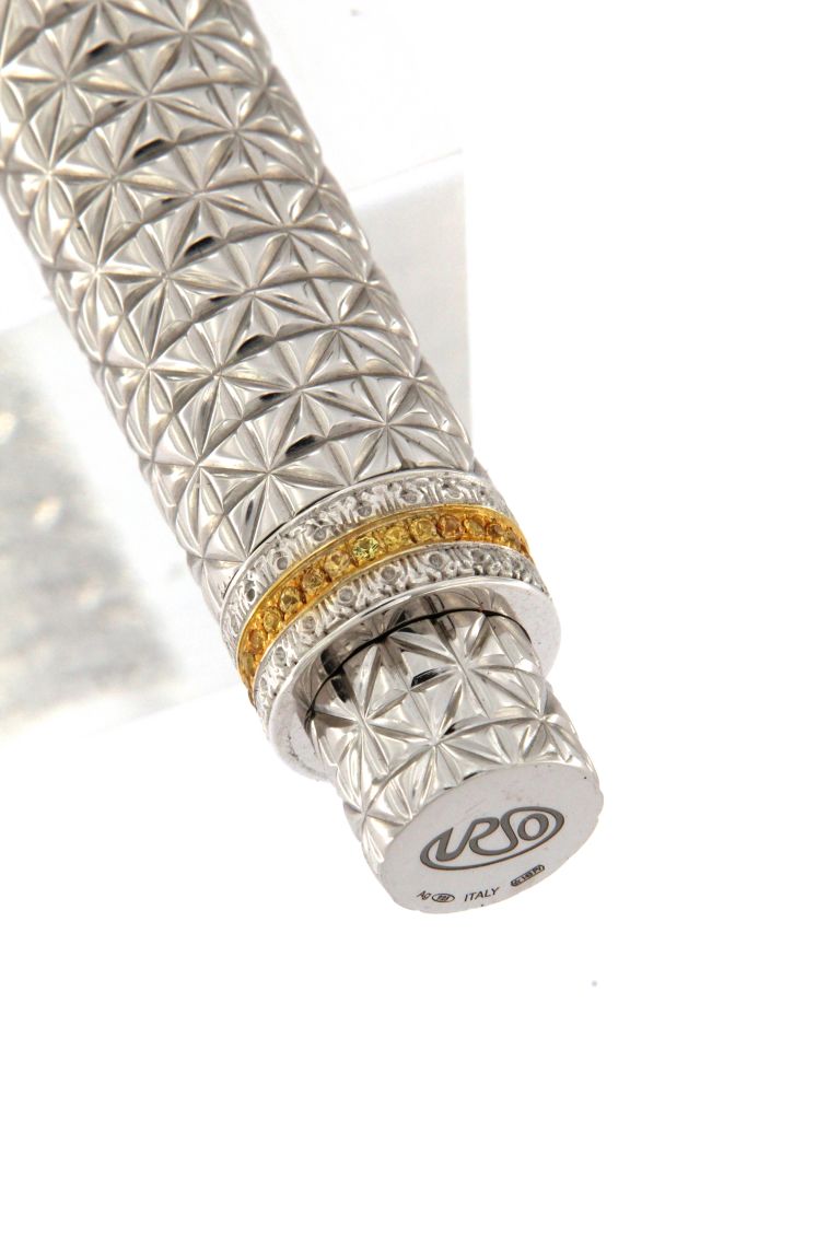 FOUNTAIN PEN  LEOPARD  IN STERLING SILVER ANTIOXIDANT AND YELLOW SAPPHIRES