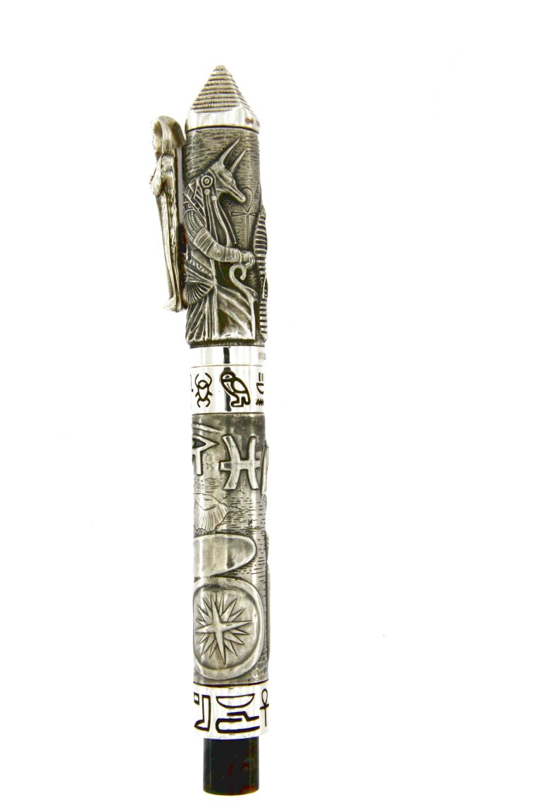Egyptian Civilization Fountain pen (Anubis - Ra) In Solid Silver 925