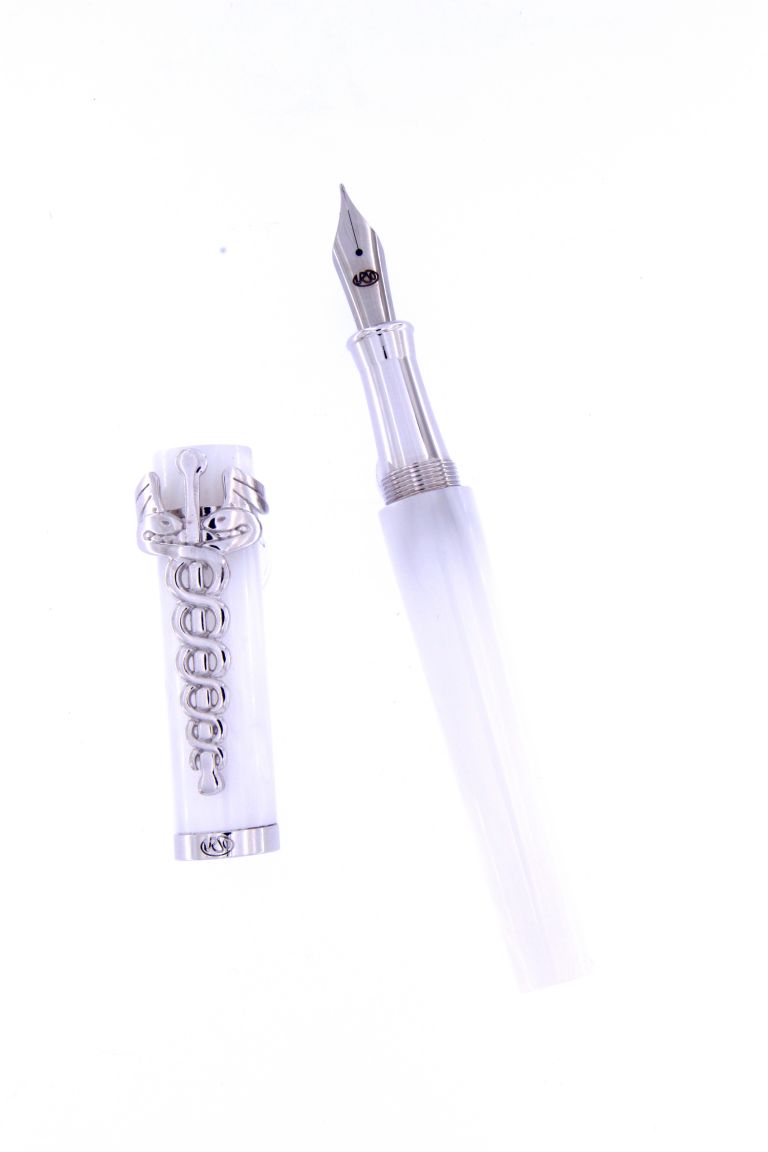 FOUNTAIN PEN CADUCEO IN SILVER 925 AND MOTHER OF PEARL RESIN