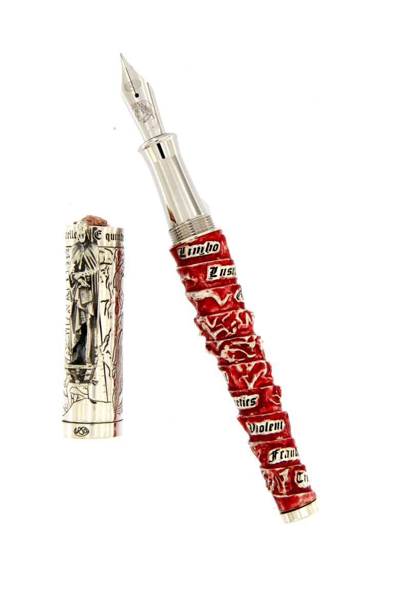 Fountain pen  Dante's Inferno solid silver 925 and enamels