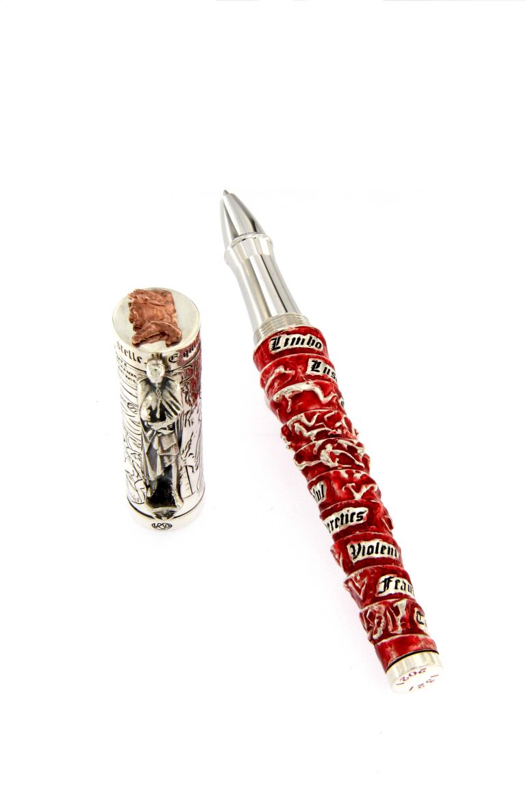 Roller Ball Dante's Inferno  solid sterling silver 925 and enamels
