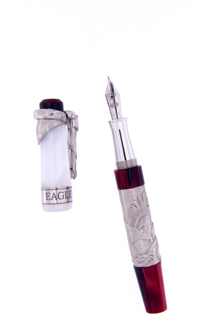 FOUNTAIN PEN EAGLE SCOUT IN STERLING SILVER AND PALLADIUM ANTIOXIDANT