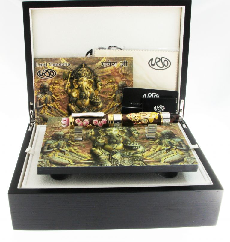 FOUNTAIN PEN LORD GANESHA  IN STERLING SILVER VERMEIL AND ENAMELS