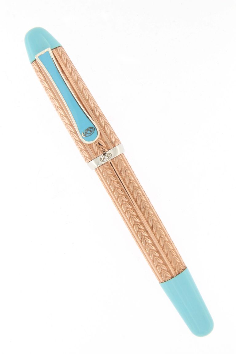 FOUNTAIN PEN PORTOFINO IN STERLING SILVER  ROSE' GOLD PLATED AND TURQUOISE