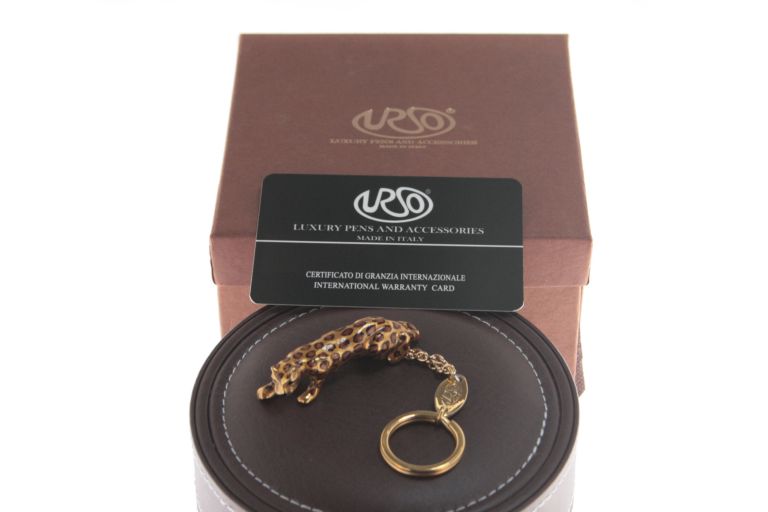 KEY RING LEOPARD IN SILVER GOLD PLATED