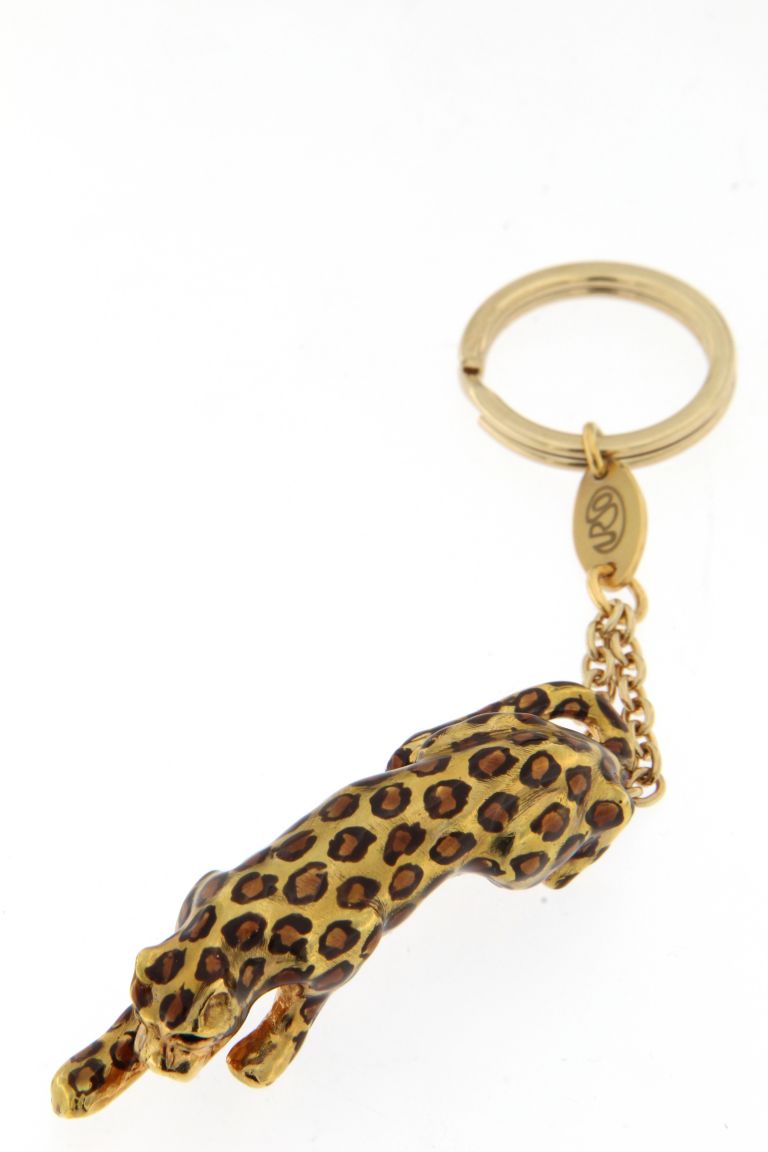 KEY RING LEOPARD IN SILVER GOLD PLATED