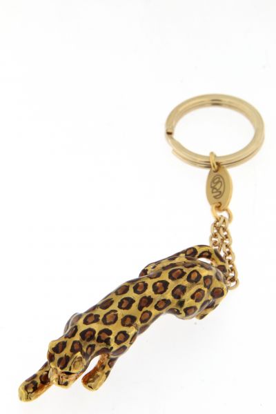 KEY RING LEOPARD IN SILVER GOLD PLATED URSO