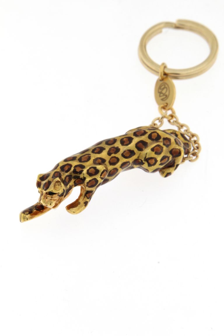 KEY RING LEOPARD IN SILVER GOLD PLATED