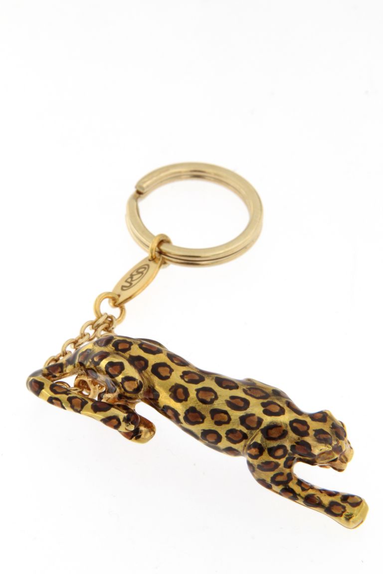 KEY RING LEOPARD IN SILVER GOLD PLATED