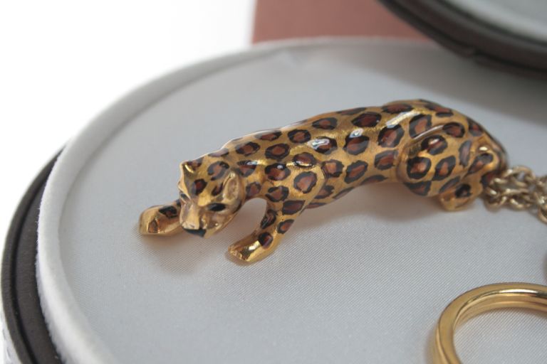 KEY RING LEOPARD IN SILVER GOLD PLATED