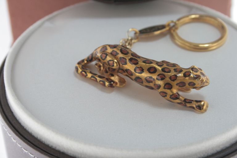 KEY RING LEOPARD IN SILVER GOLD PLATED