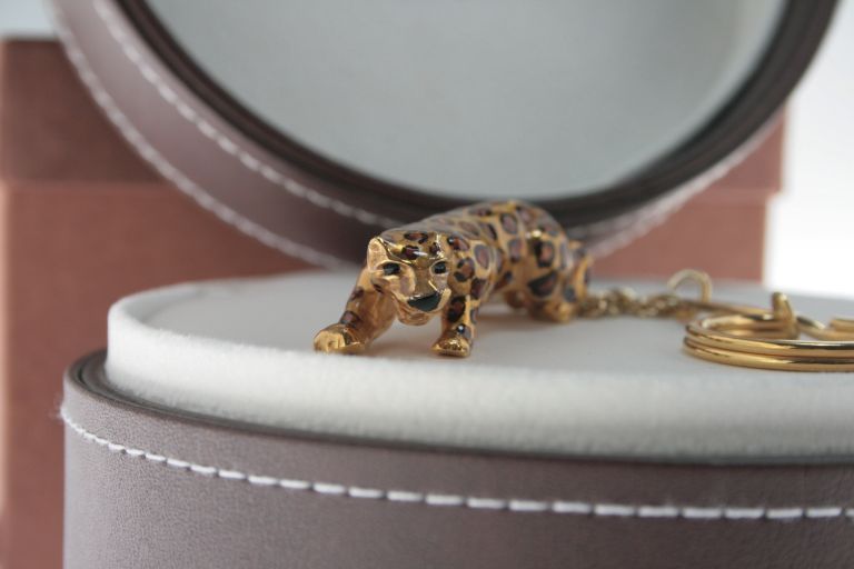 KEY RING LEOPARD IN SILVER GOLD PLATED