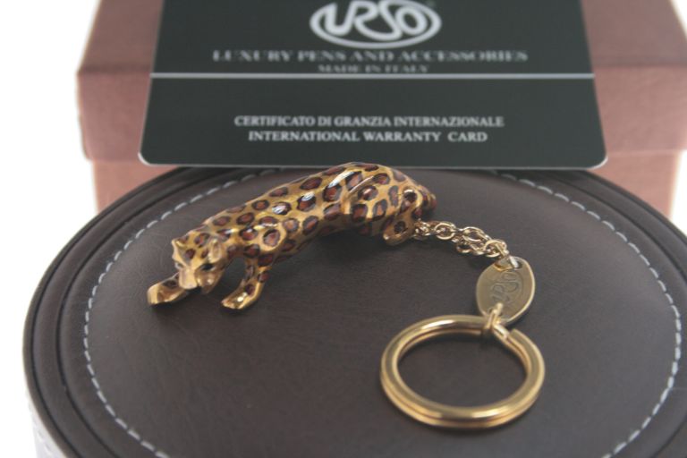 KEY RING LEOPARD IN SILVER GOLD PLATED