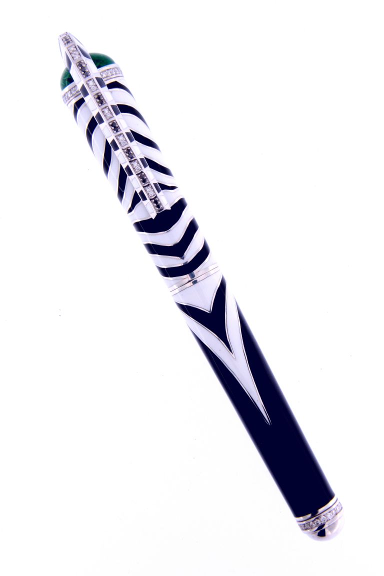 FOUNTAIN PEN ZEBRA IN STERLING SILVER AND DIAMONDS