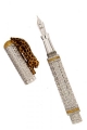 FOUNTAIN PEN  LEOPARD  IN STERLING SILVER ANTIOXIDANT AND YELLOW SAPPHIRES